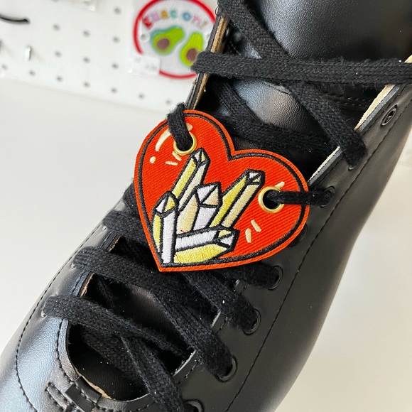 Orange crystals heart embroidered patch  Roller Skates shoelace patch shoe charm - Picture 2 of 8